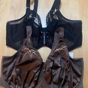 2 Elomi Wired Bras Nonpadded Size US 38J Brown and Black Good condition!
